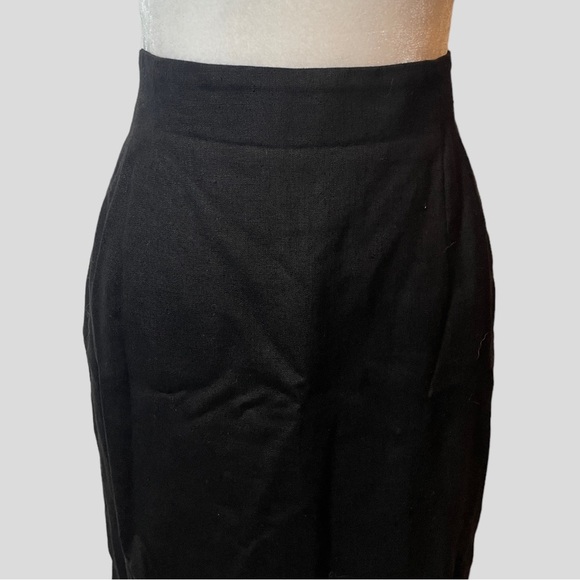 Vintage Jones New York 8 Linen Blend Pencil Skirt Black High Waist Knee Length - Picture 4 of 7